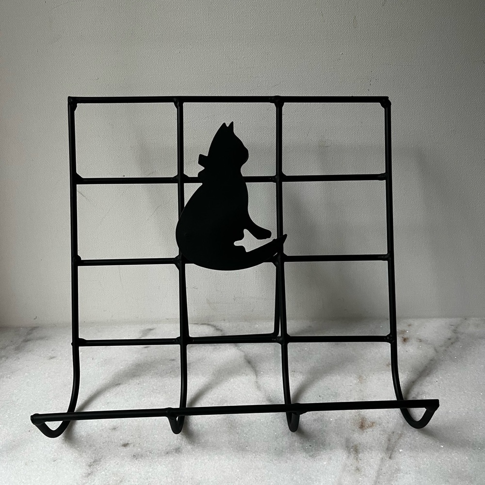 Black metal Cook Book Stand painting holder display with black cat… - Picture 3 of 13